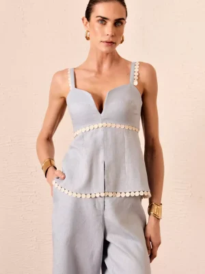 BLUSA RENDA BOLINHAS LINHO 100%