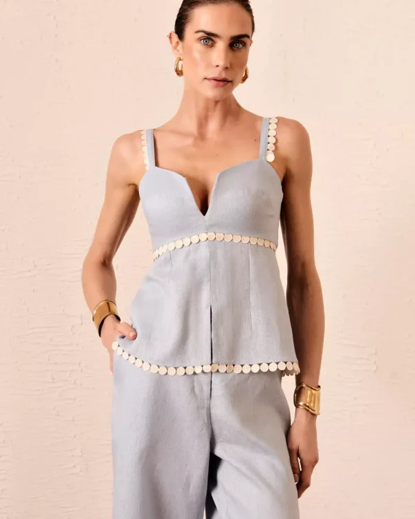 BLUSA RENDA BOLINHAS LINHO 100%