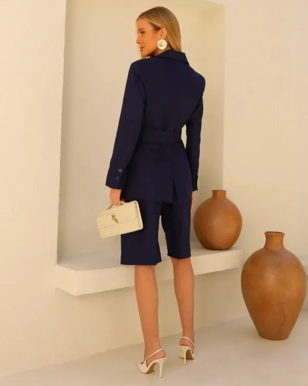 BLAZER ALFAIATARIA LINHO FAIXA-Imagem 3
