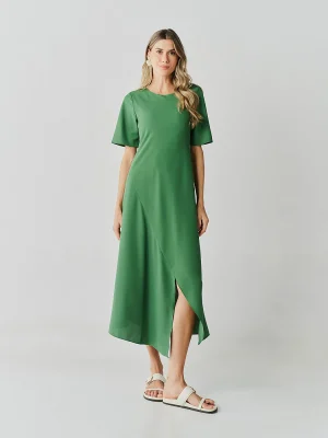 Vestido Midi Alf Crepe Mg Curta Rec Diagonal