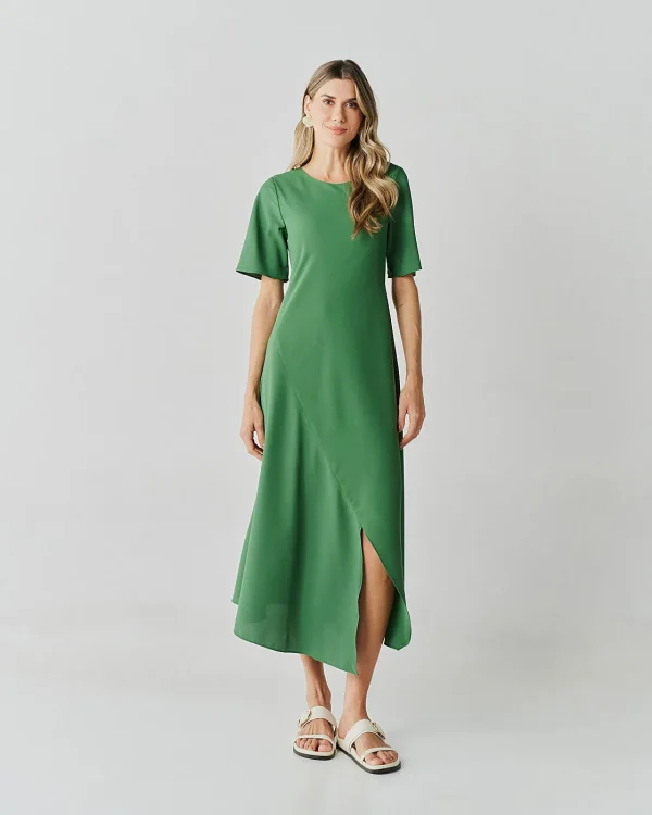 Vestido Midi Alf Crepe Mg Curta Rec Diagonal-Imagem 4