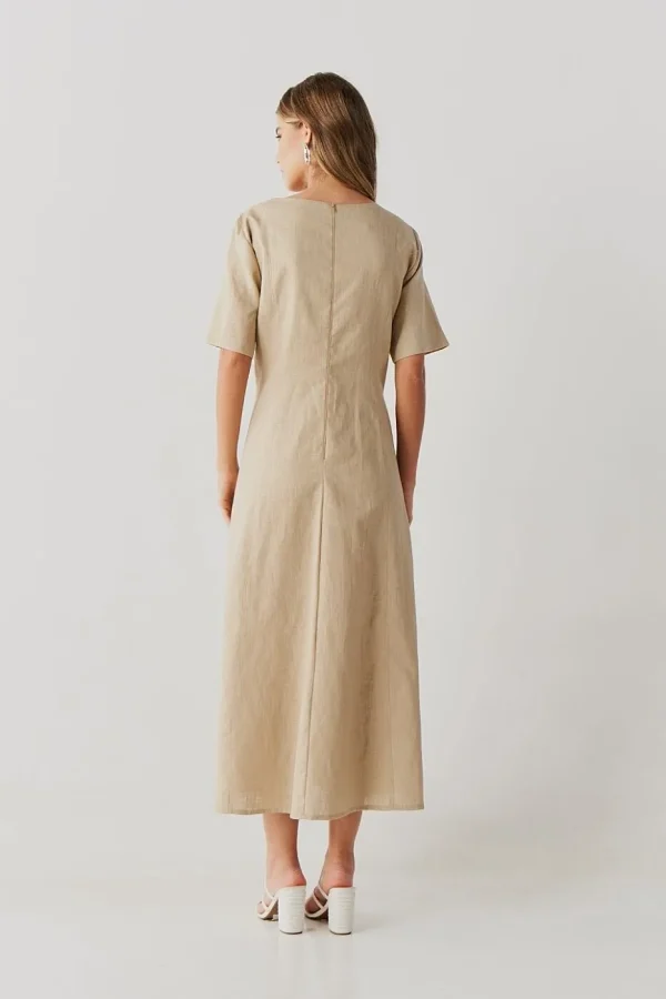 Vestido Linho Midi Recortes Com Vivo-Imagem 3