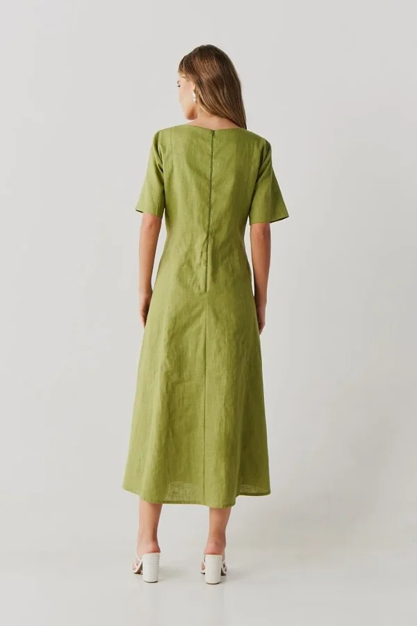 Vestido Linho Midi Recortes Com Vivo-Imagem 6