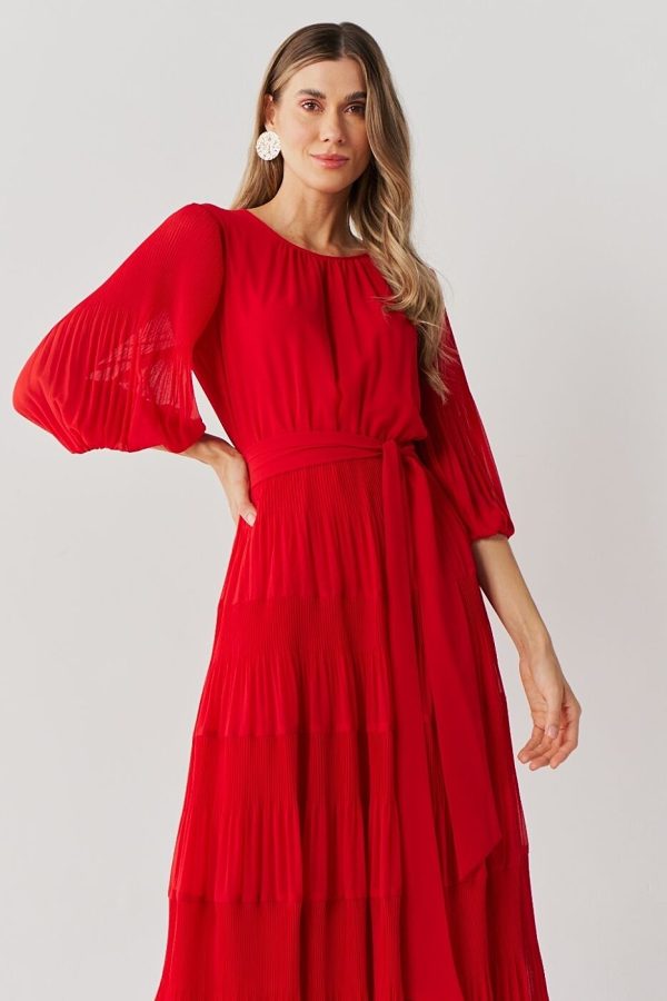 Vestido Midi Chiffon Camadas Com Manga-Imagem 2