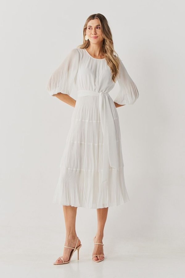 Vestido Midi Chiffon Camadas Com Manga-Imagem 6