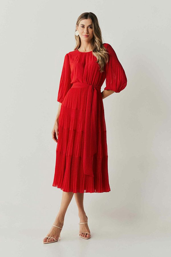 Vestido Midi Chiffon Camadas Com Manga-Imagem 3