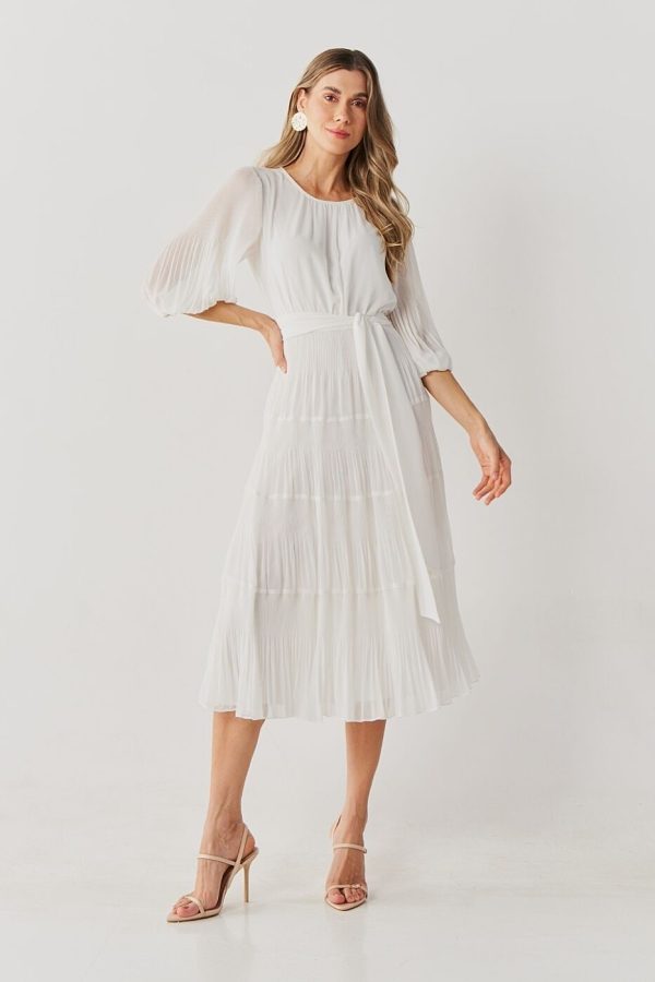 Vestido Midi Chiffon Camadas Com Manga-Imagem 7