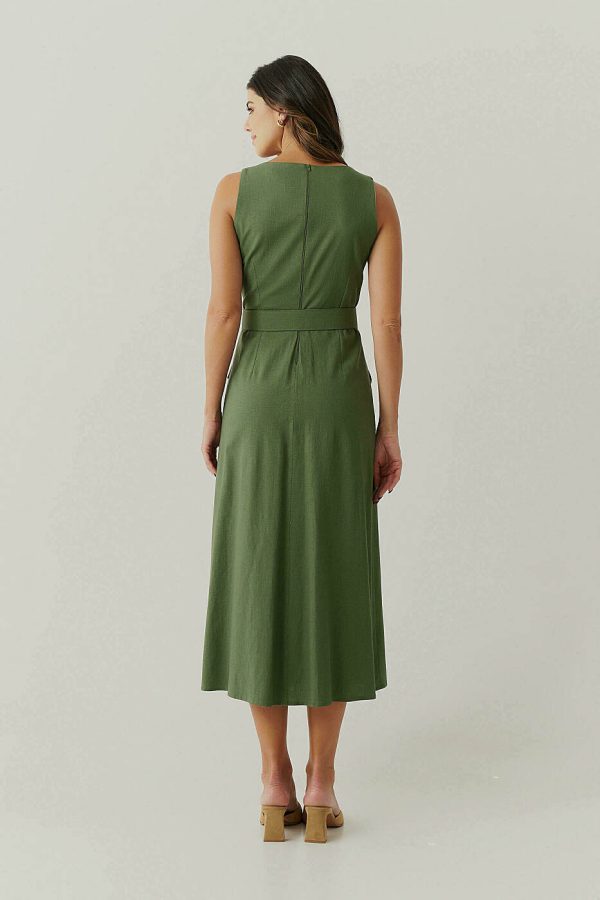 Vestido Midi Linho Vista Lapela Bolsos-Imagem 3