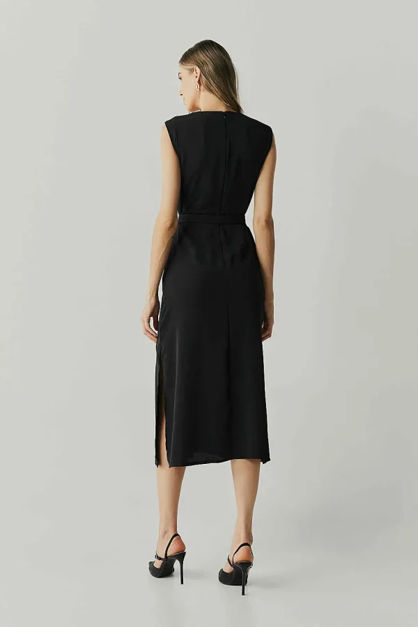 Vestido Alf Crepe Decote V Torcao Com Cinto-Imagem 3