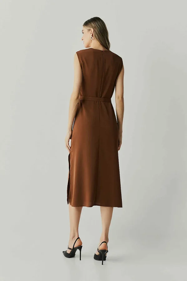Vestido Alf Crepe Decote V Torcao Com Cinto-Imagem 6