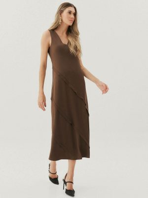 Vestido Alf Crep Midi Vies Dec Diagonal