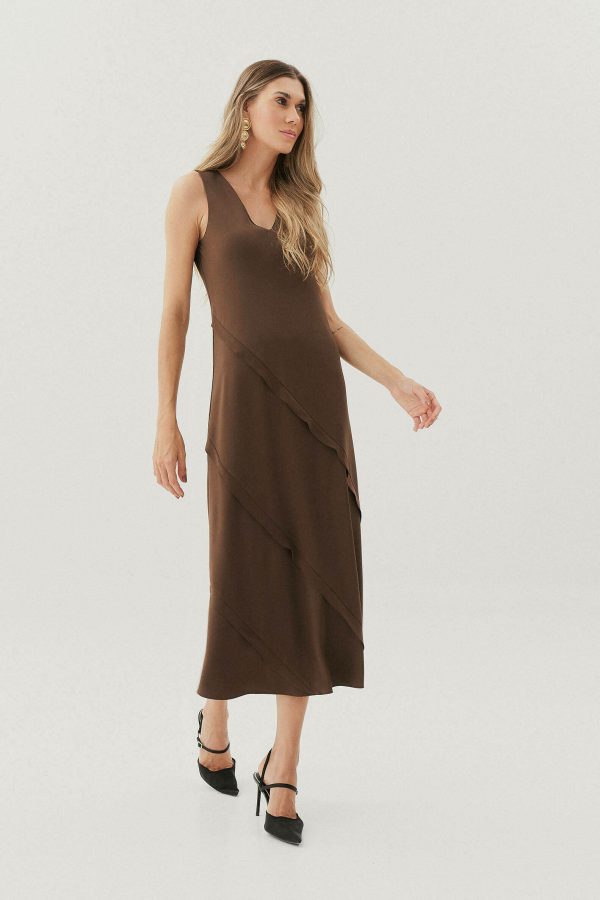 Vestido Alf Crep Midi Vies Dec Diagonal