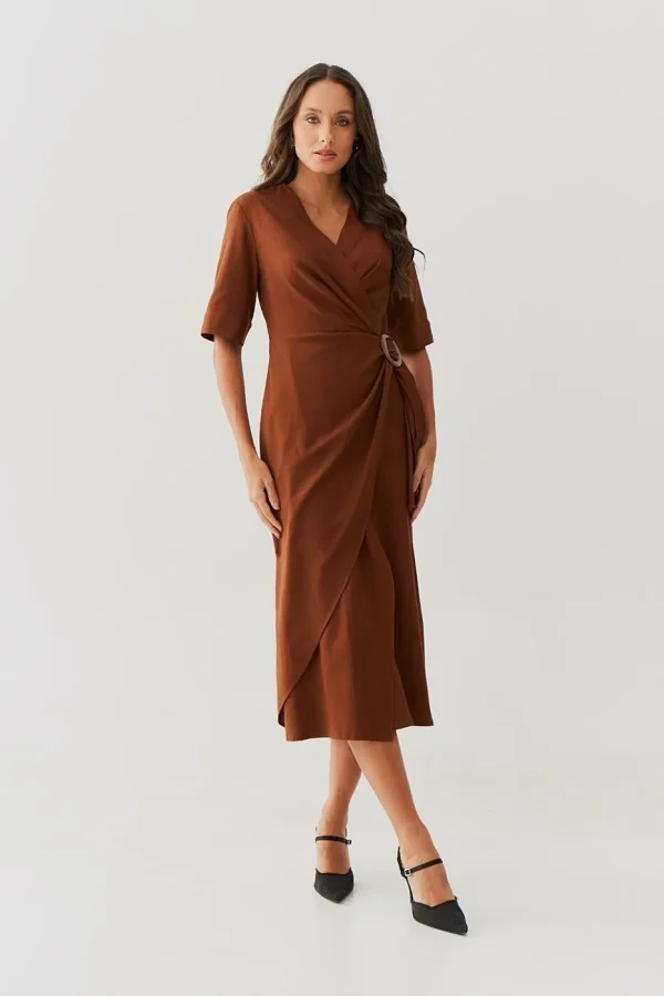 Vestido Midi Linho Transp Fivela Amarracao-Imagem 2