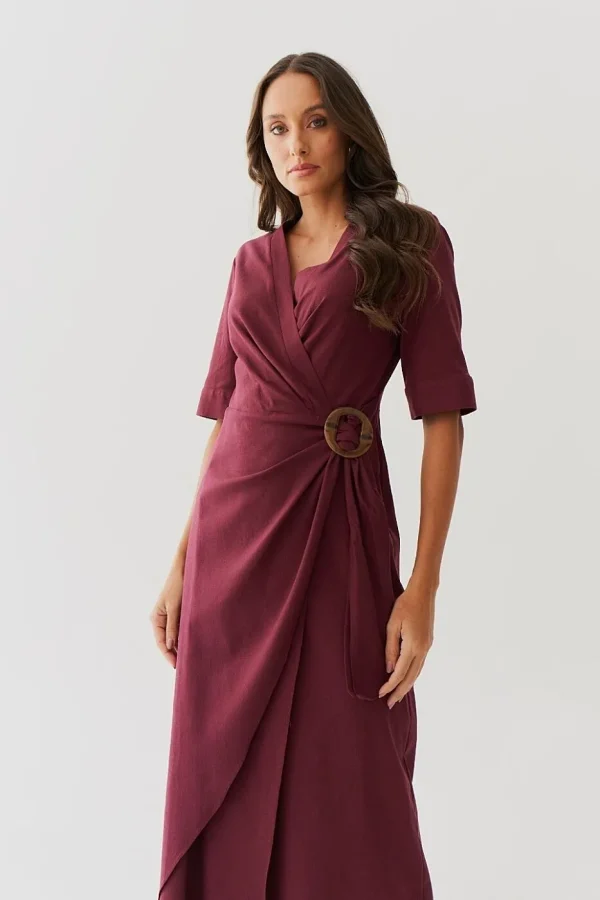 Vestido Midi Linho Transp Fivela Amarracao-Imagem 11