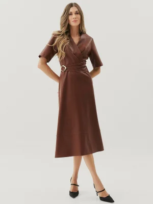 Vestido Midi Couro Transp Det Fivela