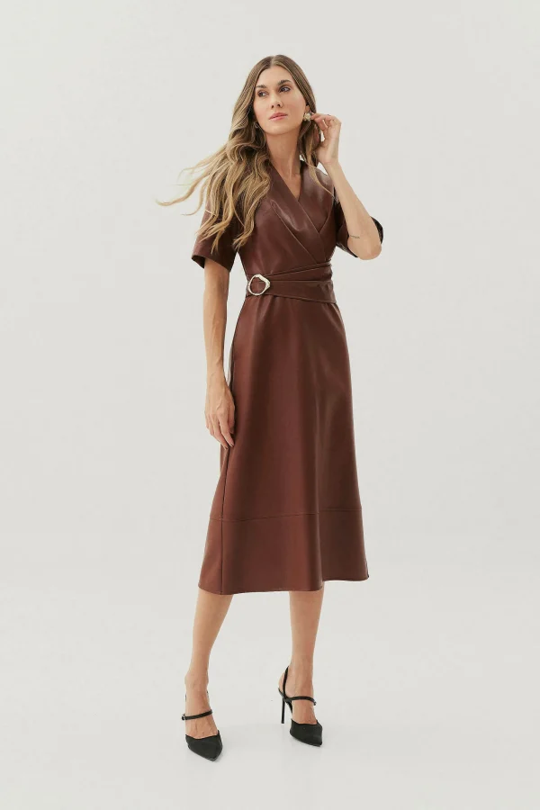 Vestido Midi Couro Transp Det Fivela-Imagem 7