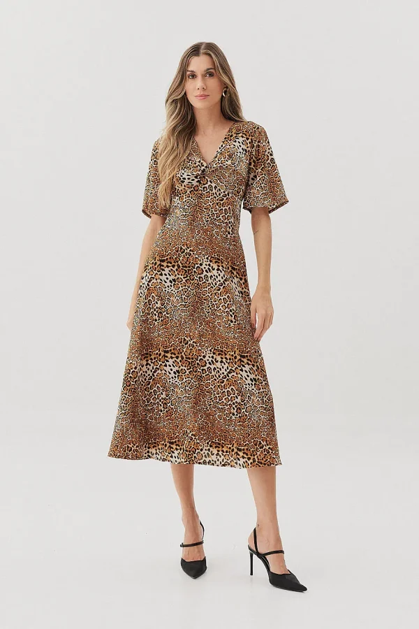 Vestido Crepe Estamp Torcao Decote-Imagem 2