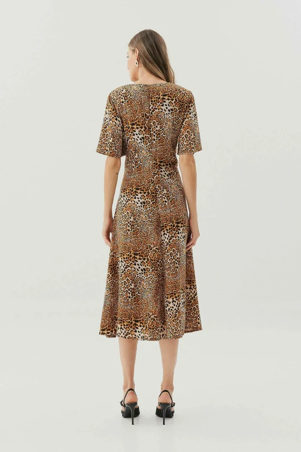 Vestido Crepe Estamp Torcao Decote-Imagem 3