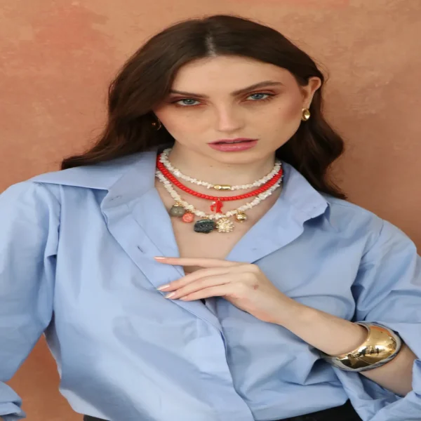 COLAR MADREPÉROLA E DOURADO CORAL CHIC-Imagem 2