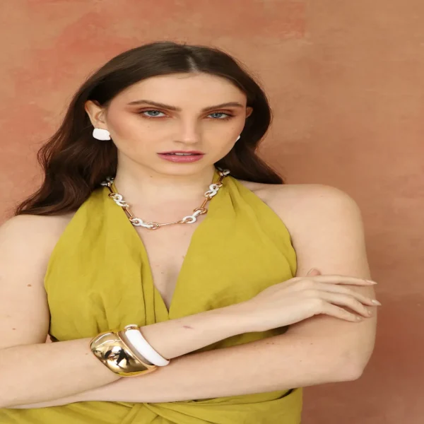 COLAR ELOS BRANCO E DOURADO-Imagem 2