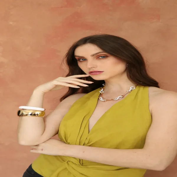 COLAR ELOS BRANCO E DOURADO-Imagem 4