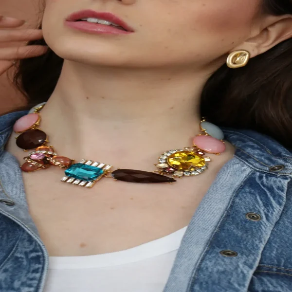 COLAR PEDRAS MULTICOLOR LUXO-Imagem 3