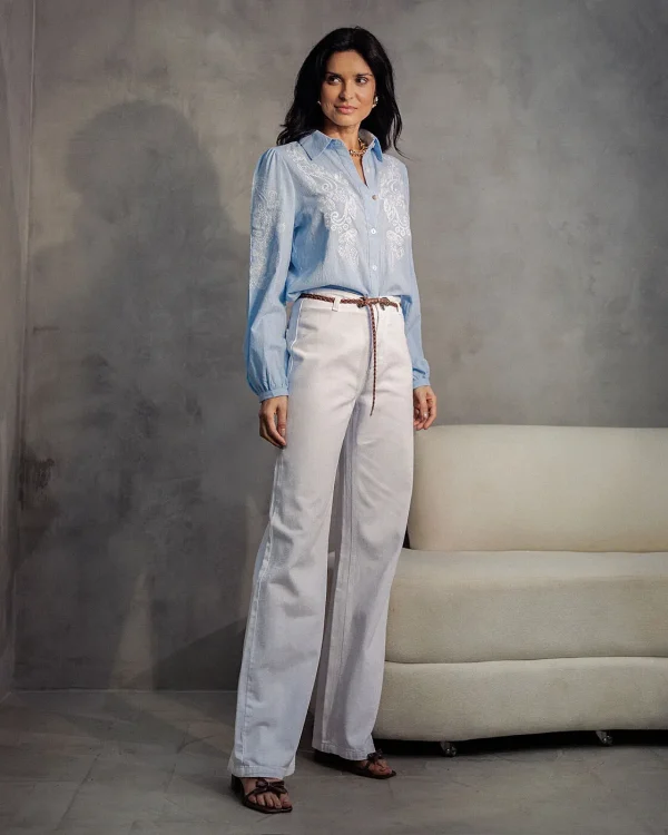 CALÇA WIDE LEG SARJA