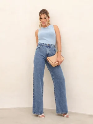 CALÇA WIDE LEG ESCURA