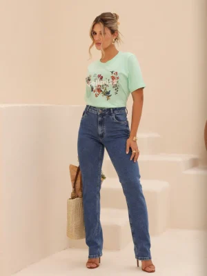CALÇA RETA JEANS LYCRA