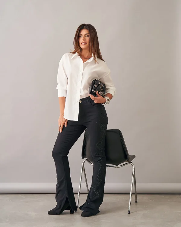 CALÇA BOOTCUT BORDADA