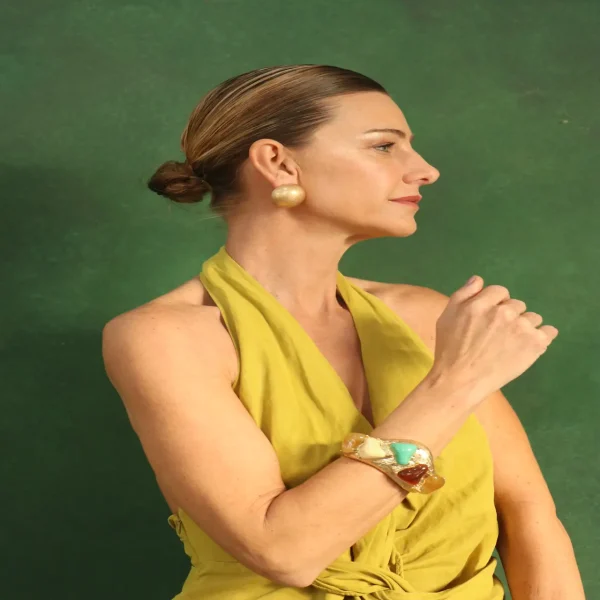 BRACELETE DOURADO PEDRAS NATURAIS-Imagem 2