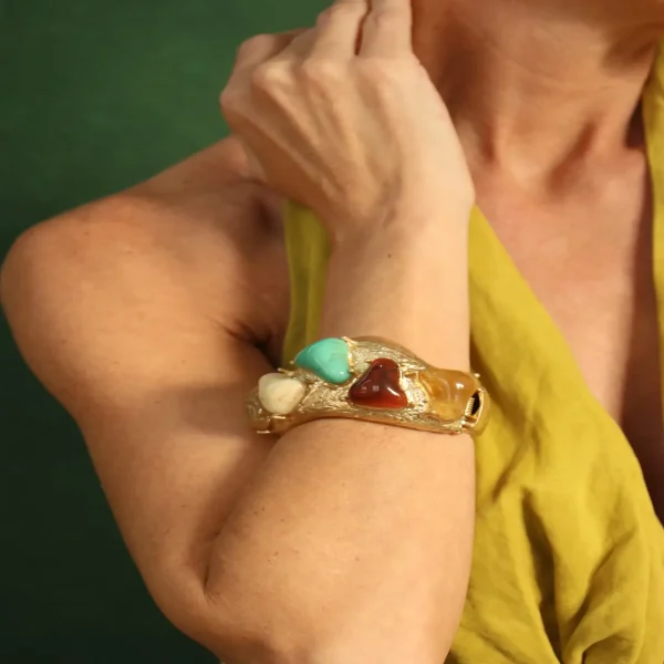 BRACELETE DOURADO PEDRAS NATURAIS-Imagem 3
