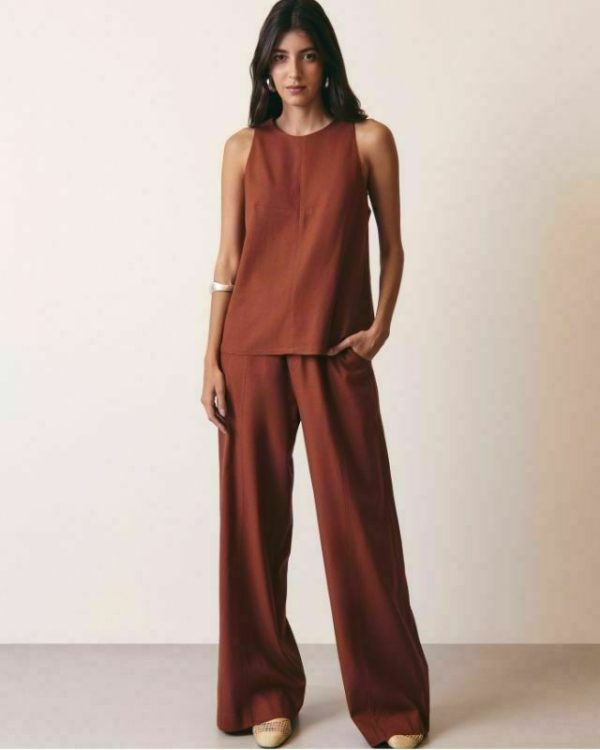 Calça Linho Com Viscose Pantalona-Imagem 3