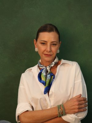 LENÇO ESTAMPADO AZUL E VERDE