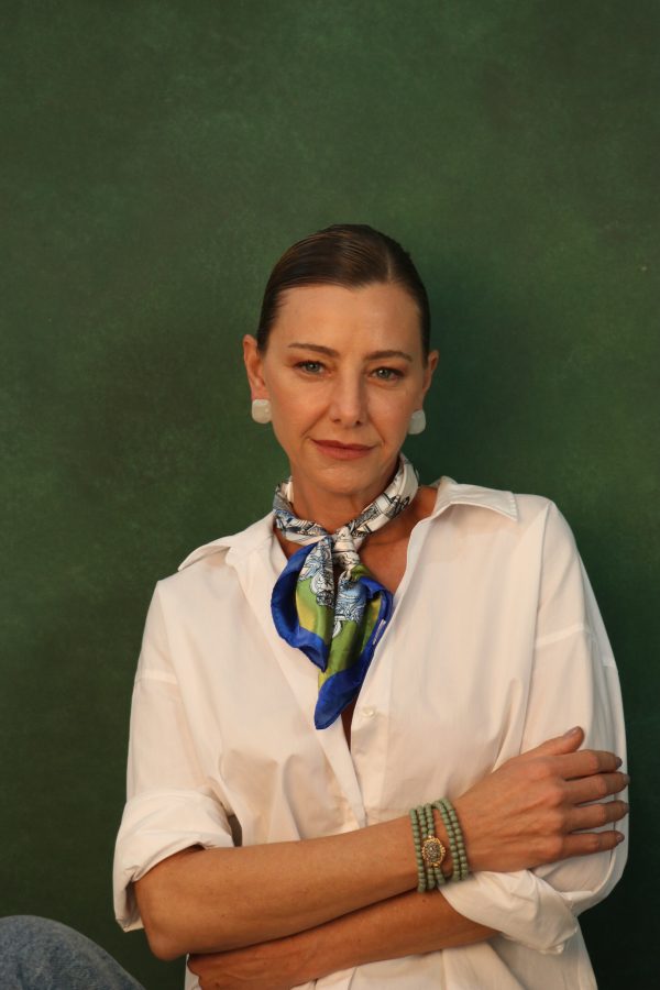 LENÇO ESTAMPADO AZUL E VERDE
