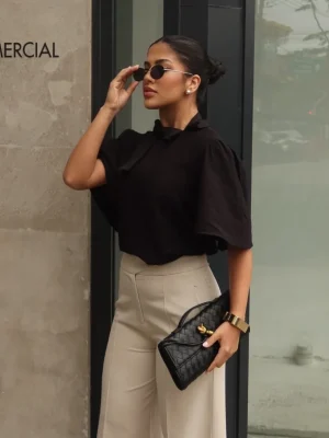 BLUSA VISCOSE C/ MANGA E DET. FAIXA