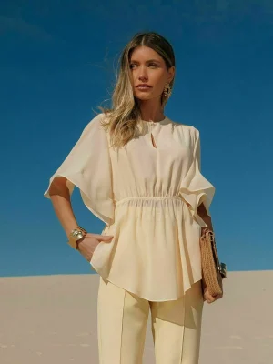 BLUSA CHIFFON CINTURA MARCADA C/ ELASTICO