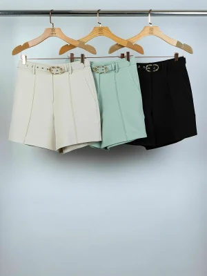 SHORT ALF C/ CINTO FORRADO E FIVELA DOURADA