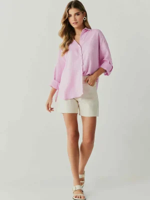 CAMISA OVERZISE LINHO ABERTURA LATERAL