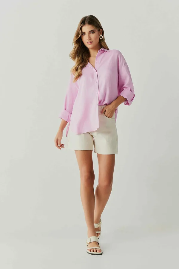 CAMISA OVERZISE LINHO ABERTURA LATERAL