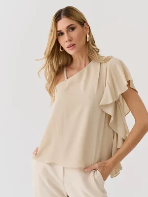 BLUSA ASSIMETRICA CHIFFON ALCA BABADO