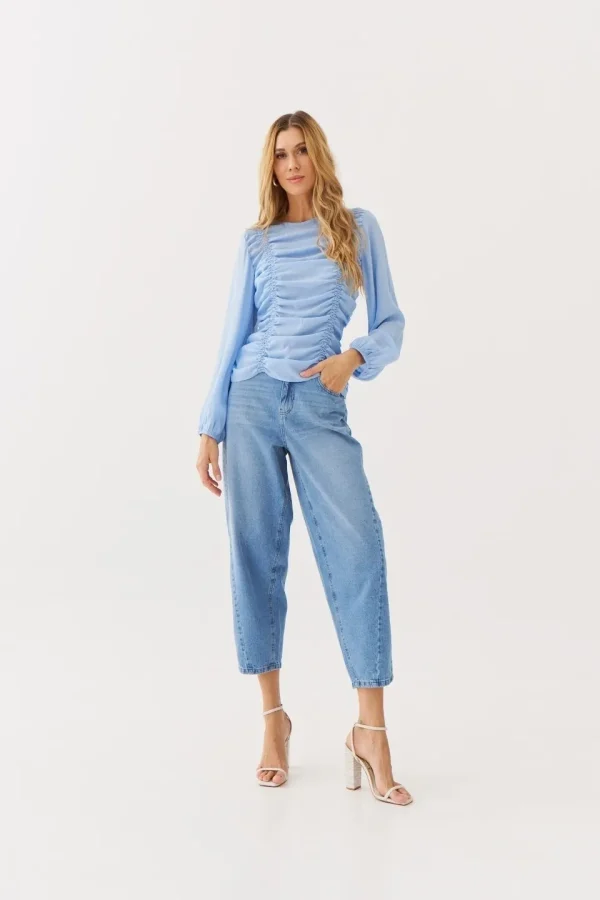 BLUSA CREPE MG LONGA LASTEX FRENTE E COSTA - Imagem 6