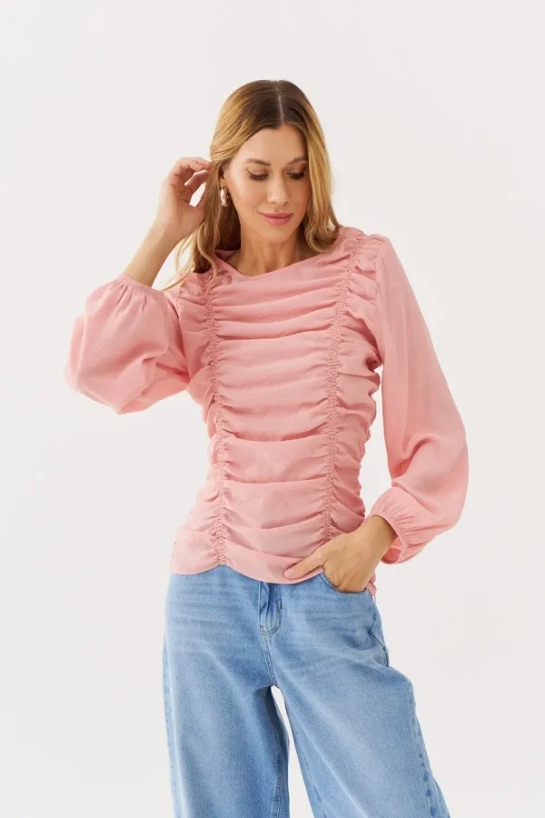 BLUSA CREPE MG LONGA LASTEX FRENTE E COSTA - Imagem 2