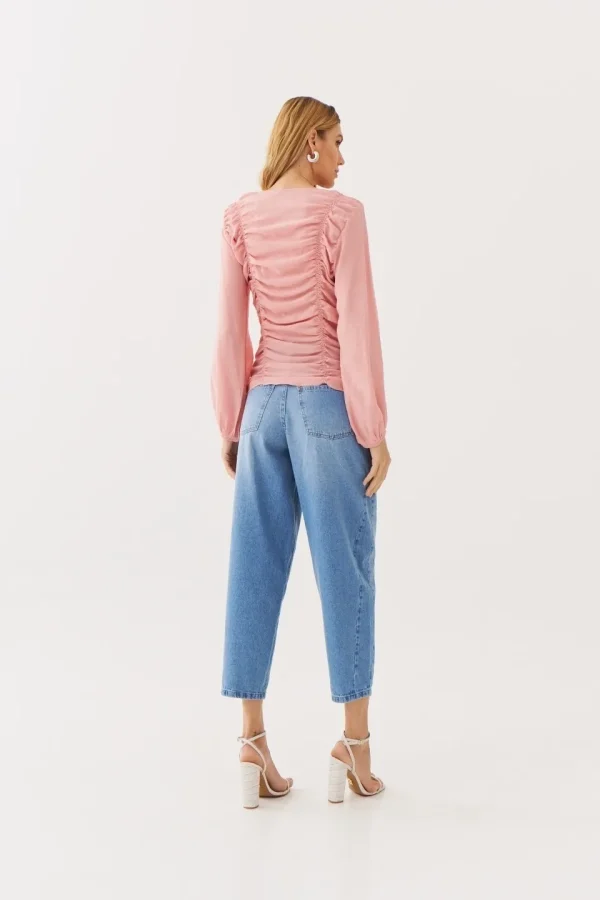 BLUSA CREPE MG LONGA LASTEX FRENTE E COSTA - Imagem 4