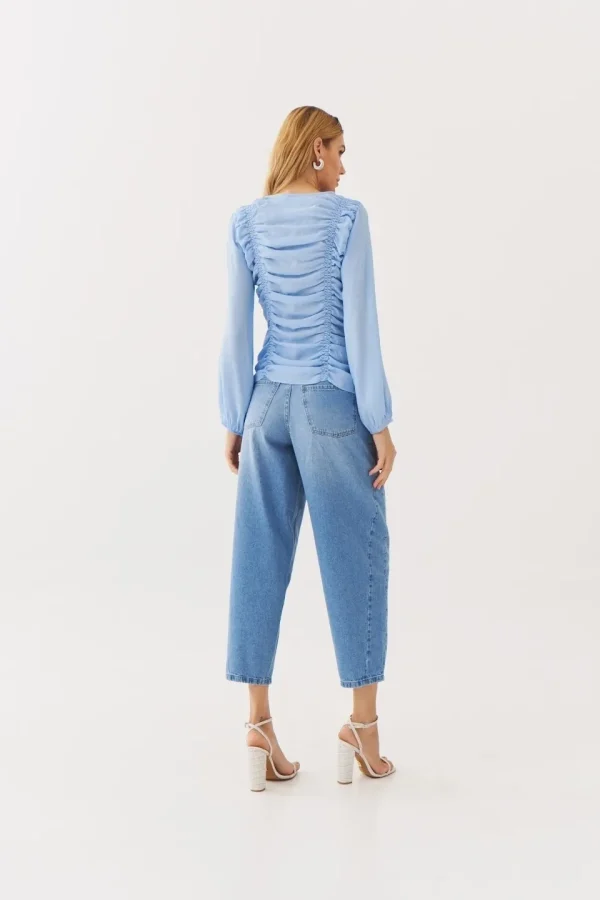 BLUSA CREPE MG LONGA LASTEX FRENTE E COSTA - Imagem 7