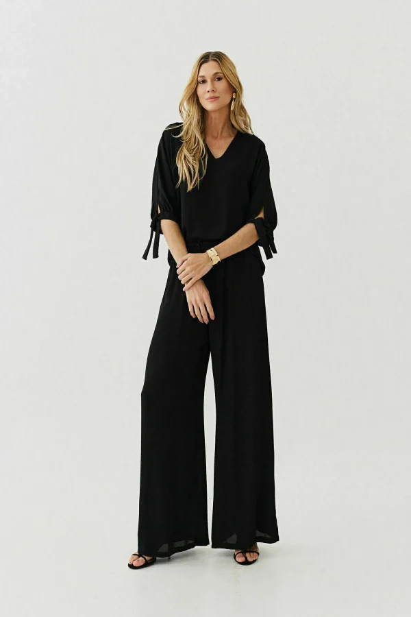 CONJ CREPE PANTALONA BLUSA DEC V NO MANGA - Imagem 2