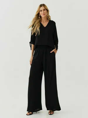 CONJ CREPE PANTALONA BLUSA DEC V NO MANGA