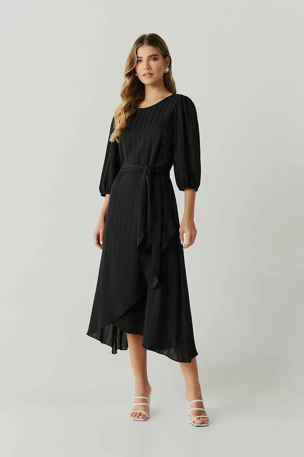 VESTIDO MIDI CREPE SAIA TRANSP MG 3/4 - Imagem 5
