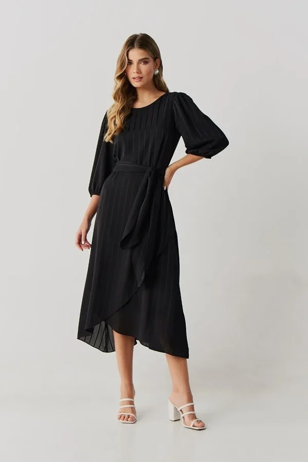 VESTIDO MIDI CREPE SAIA TRANSP MG 3/4 - Imagem 4
