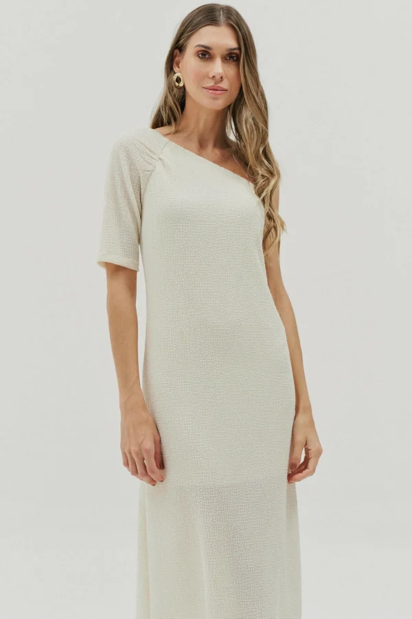 VESTIDO MIDI MALHA BOUDE UM OMBRO FRANZIDO - Imagem 7